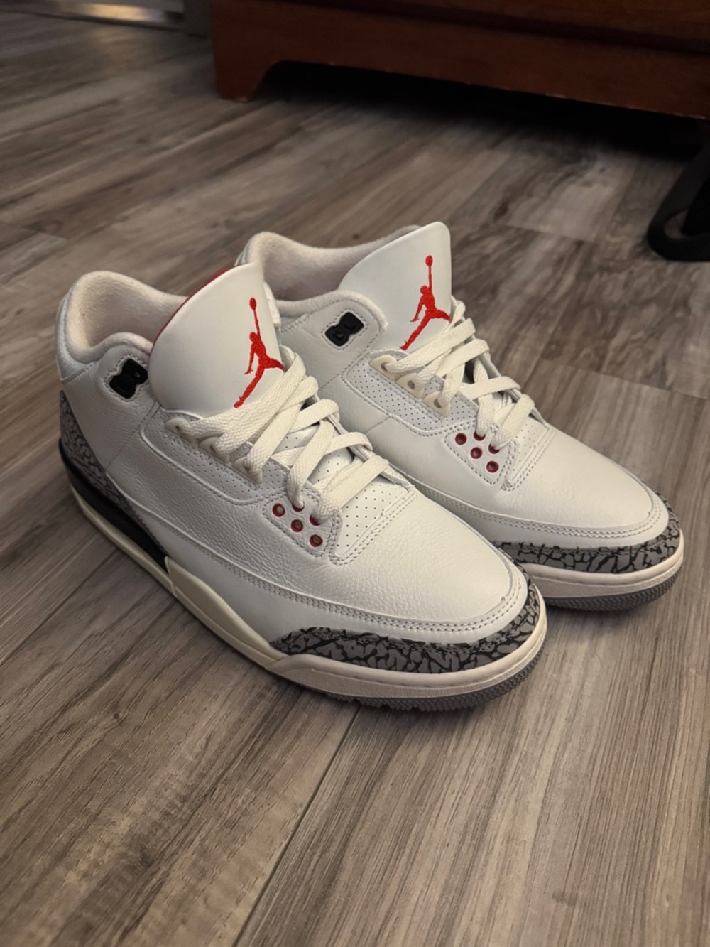 Jordan Air Jordan 3 Retro Box Label - Summit White/Fire Red/Black- worn ONCE